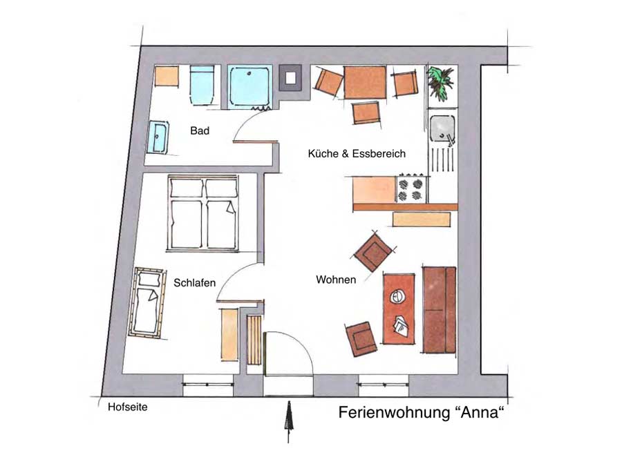 Grundriss Erdgeschoss des Ferienhauses