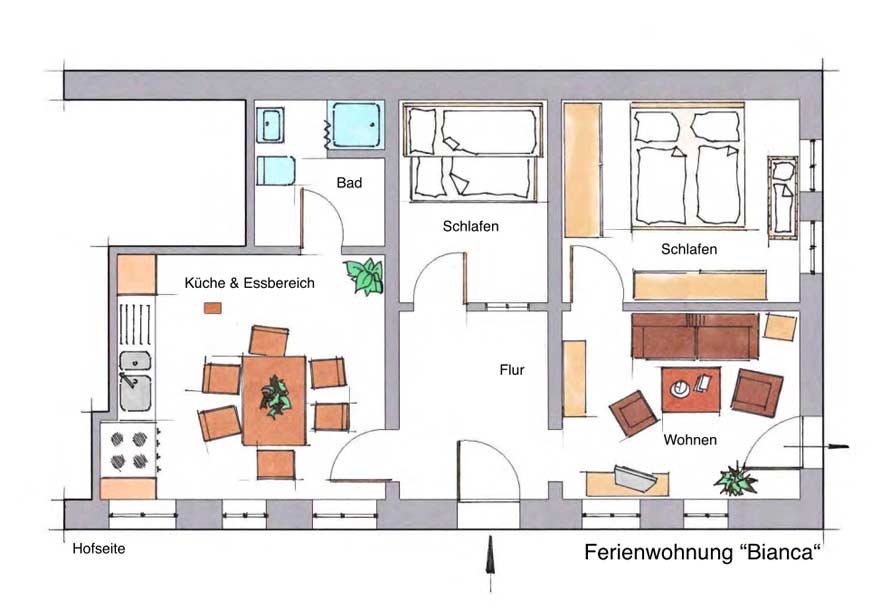 Grundriss Erdgeschoss des Ferienhauses