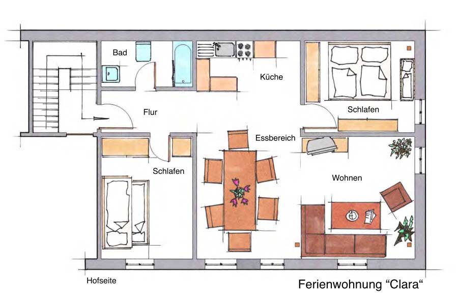 Grundriss Erdgeschoss des Ferienhauses