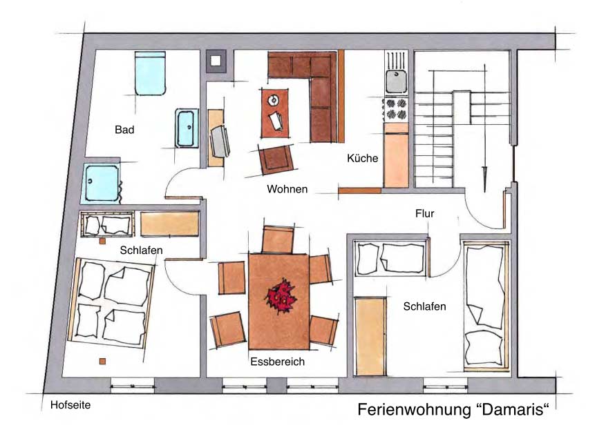 Grundriss Erdgeschoss des Ferienhauses